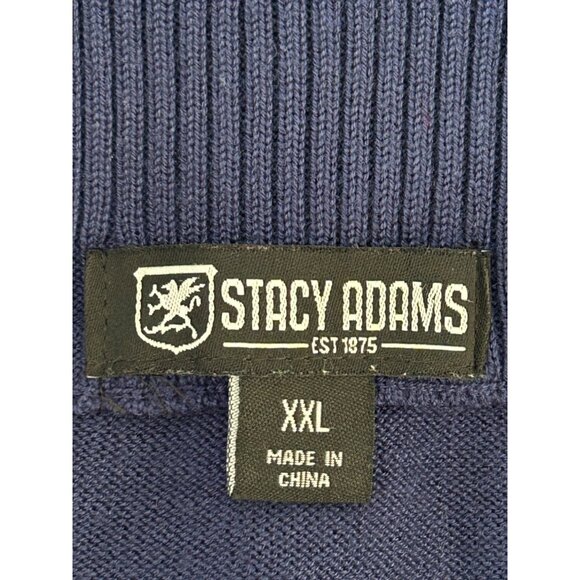 Royal Blue Ribbed Knit Pullover With Quarter Zip & Geometric Texture Design - Picture 10 of 13